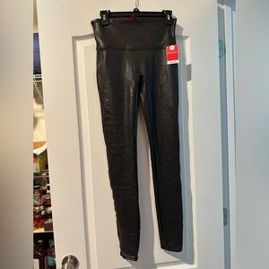 Spank faux leather leggings black- size L tall- NWT